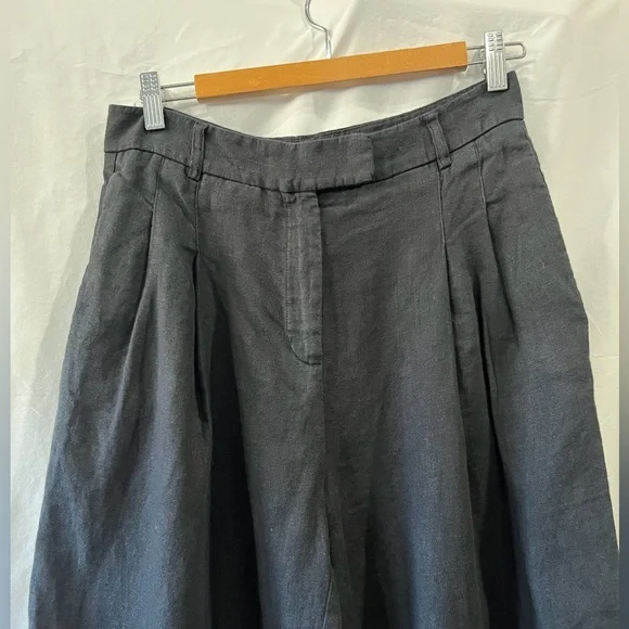 FREE PEOPLE Lyla Linen Black Trousers Size 6 - Picture 5 of 11